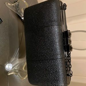 New evening clutch. Black/Charcoal with Silver Glitter.